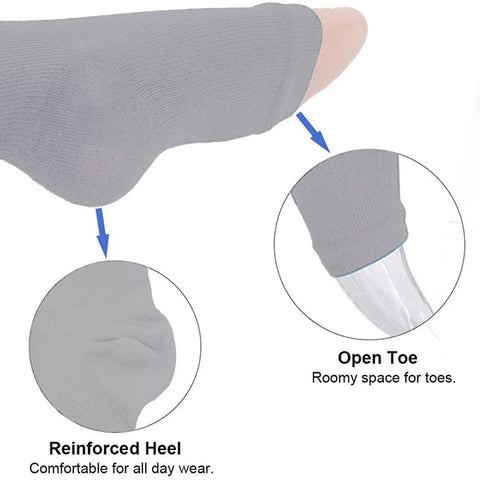 Overt Compression Zipper Socks - Knee High Zip, Open Toe & Solid Color Socks for Leg Support & Pain Relief - Gray