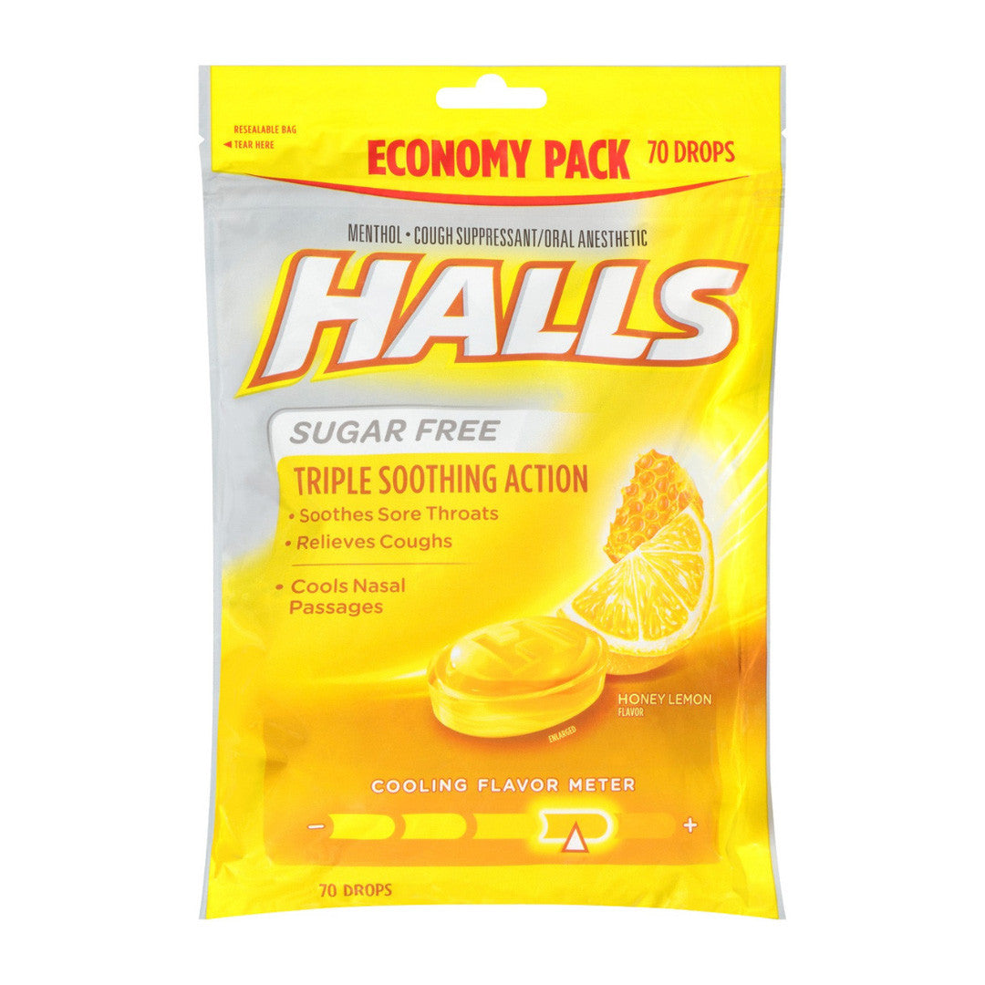 Halls Sugar Free Cough Drops 70 Ct - Honey Lemon