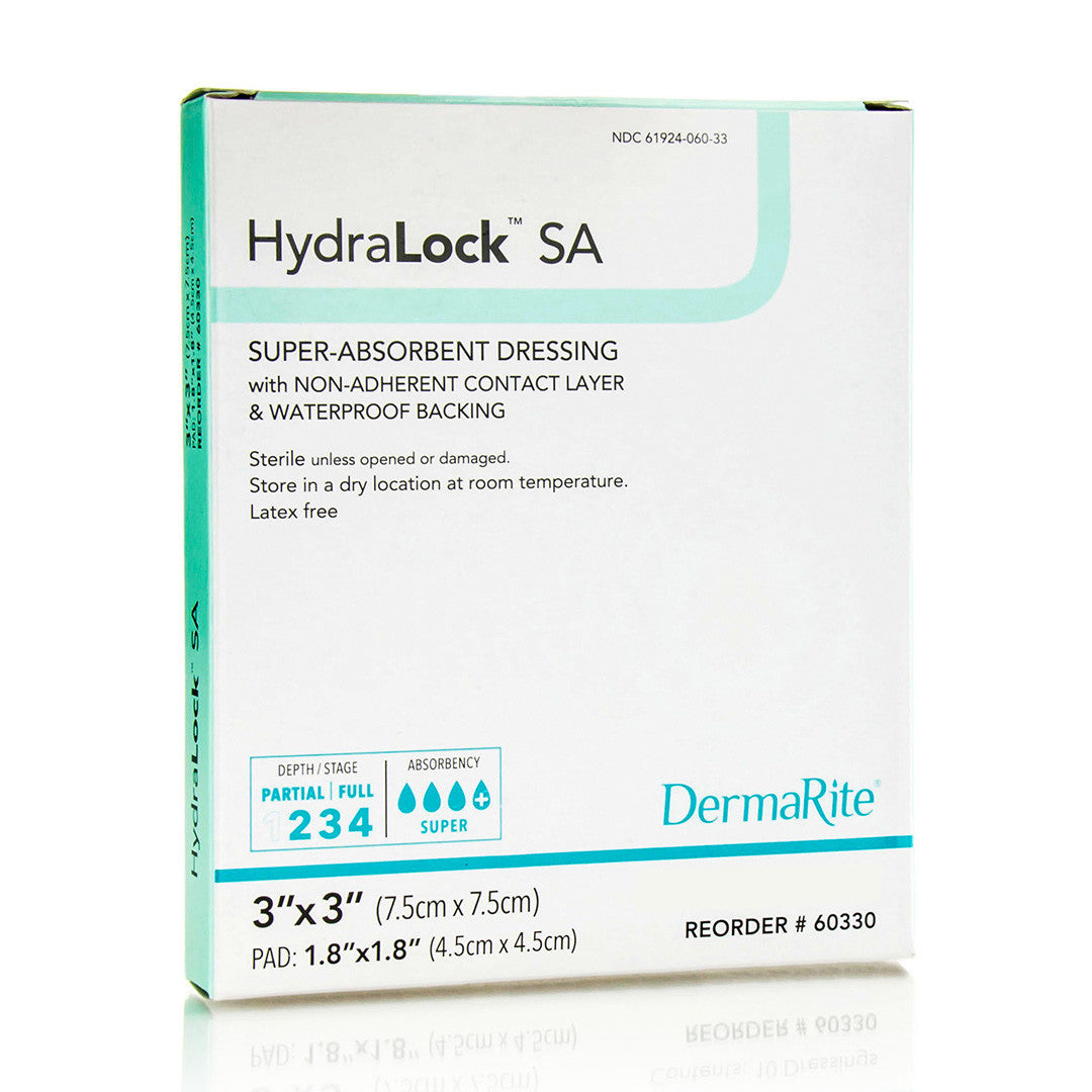 Hydralock SA Superabsorbent Wound Dressing, 3" X 3"