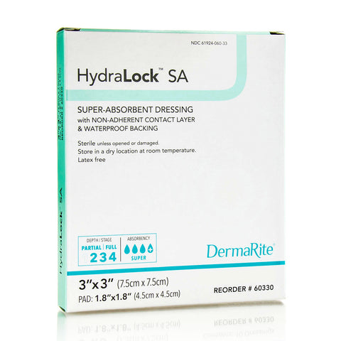 Hydralock SA Superabsorbent Wound Dressing, 3" X 3"