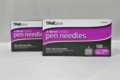 TRUEplus® Sterile, Single-Use Pen Needles, 31g, 6mm (1/4 inch)  - [2 Pack]