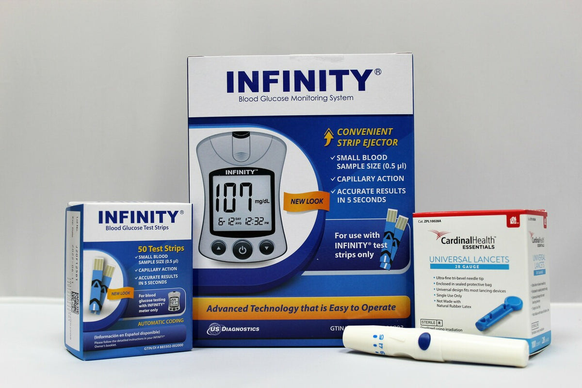 Infinity Glucose Starter Kit With 50 Test Strips, Lancing Device & Lancets