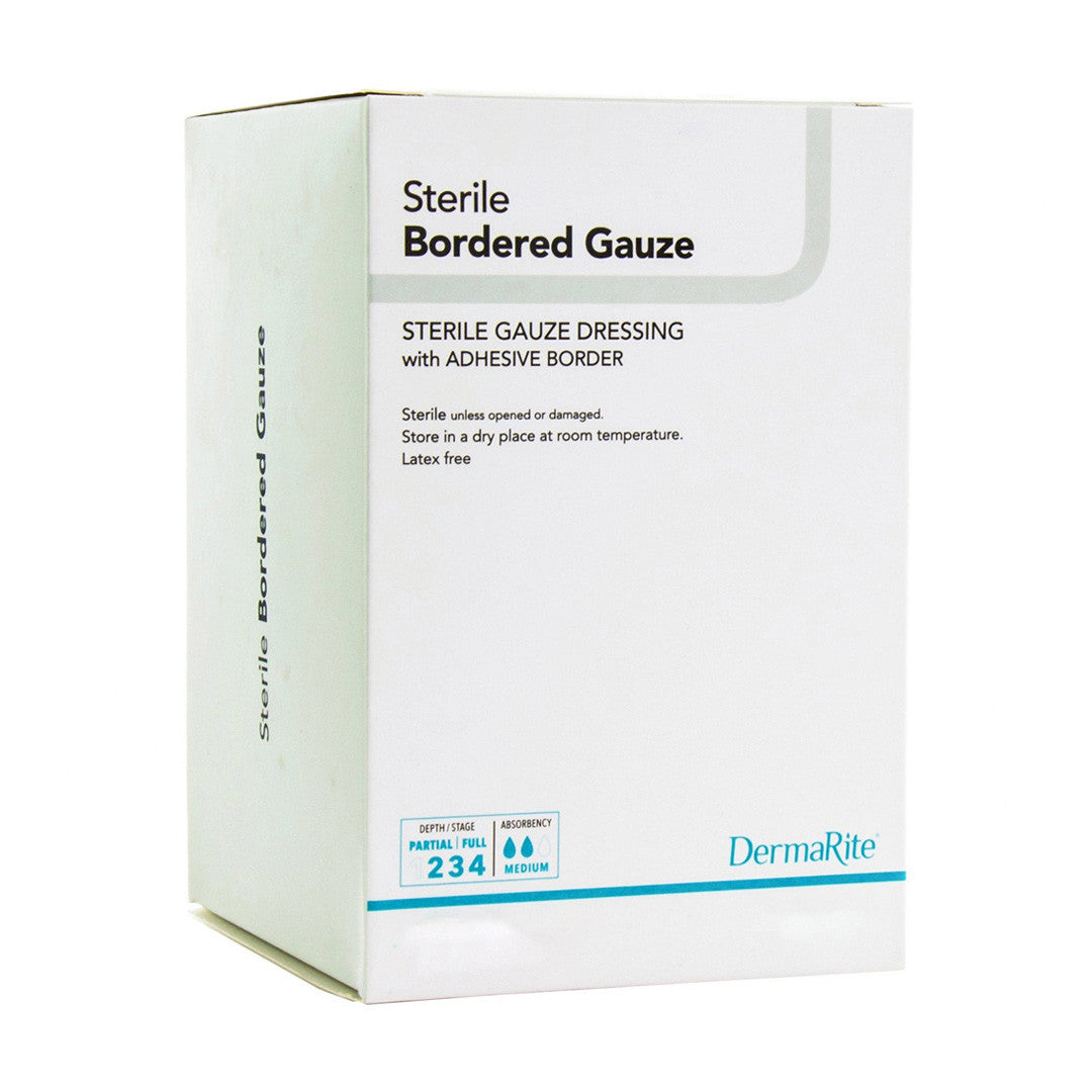 Sterile Border Gauze With Adhesive Border, 4" X 8" [ 25 Pack ]