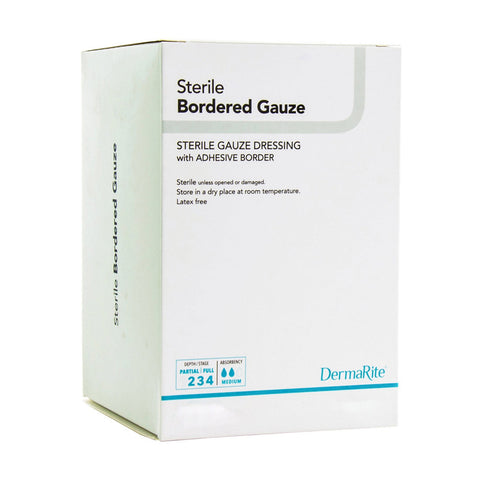 Sterile Border Gauze With Adhesive Border, 4" X 8" [ 25 Pack ]