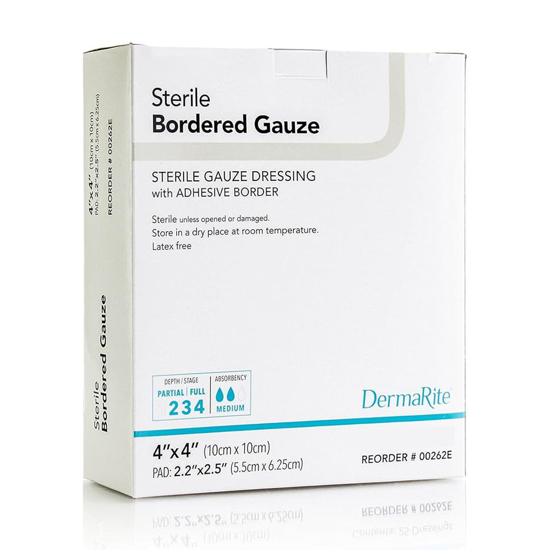 Sterile Border Gauze Dressing, 4" X 4" [ 25 Pack ]