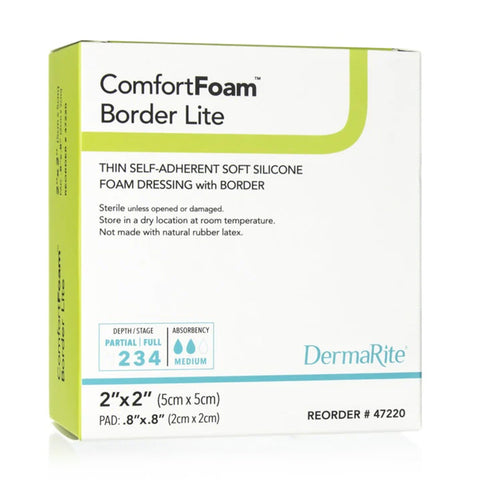 Comfortfoam Silicone Foam Border Lite Dressing, 2" X 2" [ 10 Pack ]