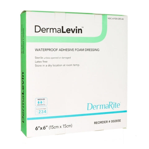 Dermalevin Waterproof Foam Dressing With Border, 6" X 6" [ 10 Pack ]