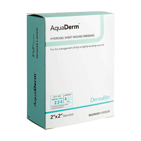 Aquaderm Hydrogel Sheet Wound Dressing, 2" X 2" - 00332E [ 10 Pack ]