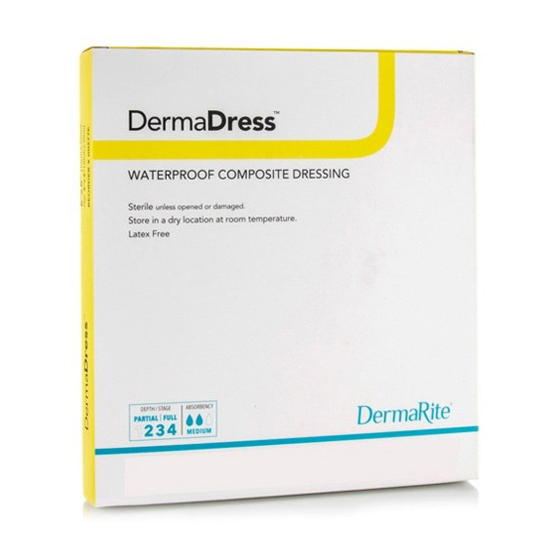 Dermadress Waterproof Composite Dressing, 4" X 4" [ 10 Pack ]