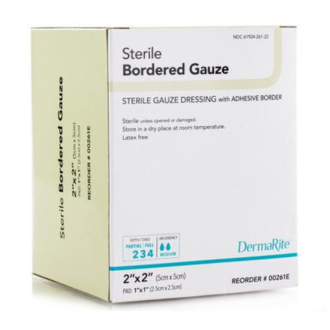 Derma-Rite Sterile Border Gauze Dressing, 2" X 2" Box of 50