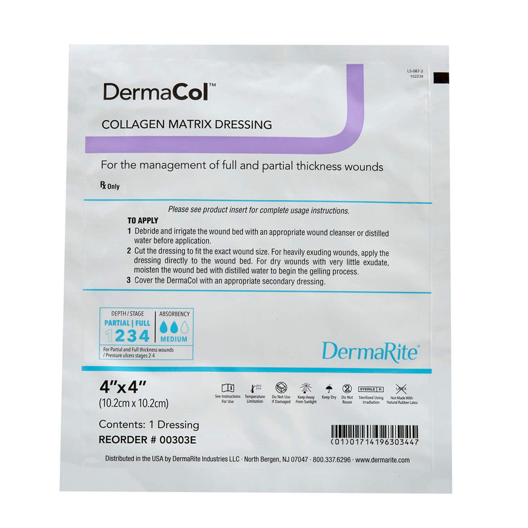 Dermacol Collagen Matrix Wound Dressing, 4" X 4" [ 10 Pack ]