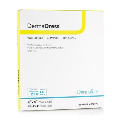 Dermadress Waterproof Composite Dressing, 6" X 6"