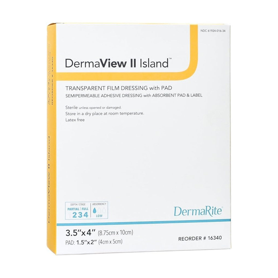 Dermaview Ii Island Transparent Film Wound Dressing, 3.5" X 4" [ 25 Pack ]