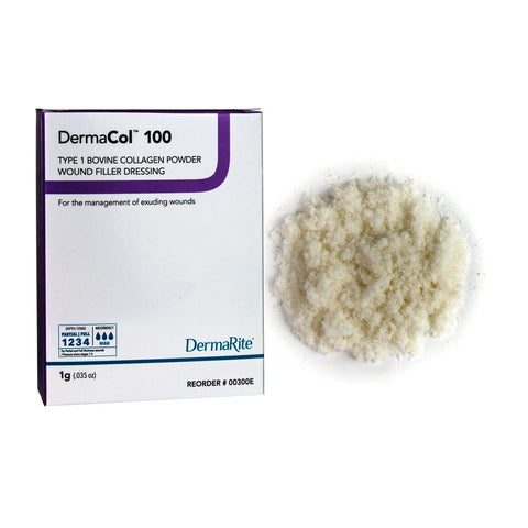 Dermacol 100 Type 1 Bovine Collagen Powder Wound Filler Dressing, 1 Gram