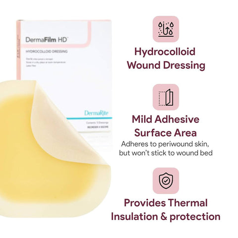 Dermafilm Hydrocolloid X-thin Wound Dressing With Grid, 6" X 6"