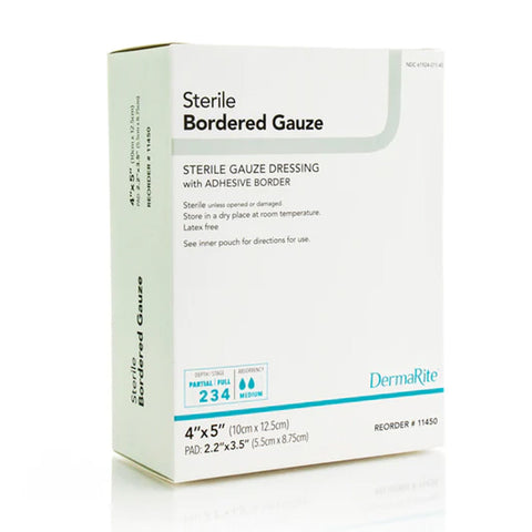 Sterile Border Gauze With Adhesive Border, 4" X 5" [ 25 Pack ]