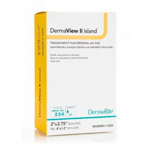 Dermaview Ii Island Transparent Film Wound Dressing, 2" X 2.75"