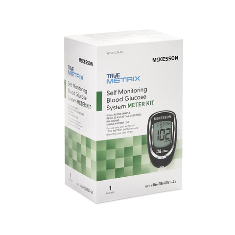McKesson True Metrix self-monitoring blood glucose system meter kit on a white background