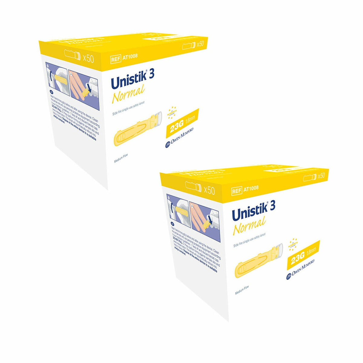 Unistik 3 Normal 23G x 1.8mm - 50 Ct - #AT 1007 [ 2 Pack ]