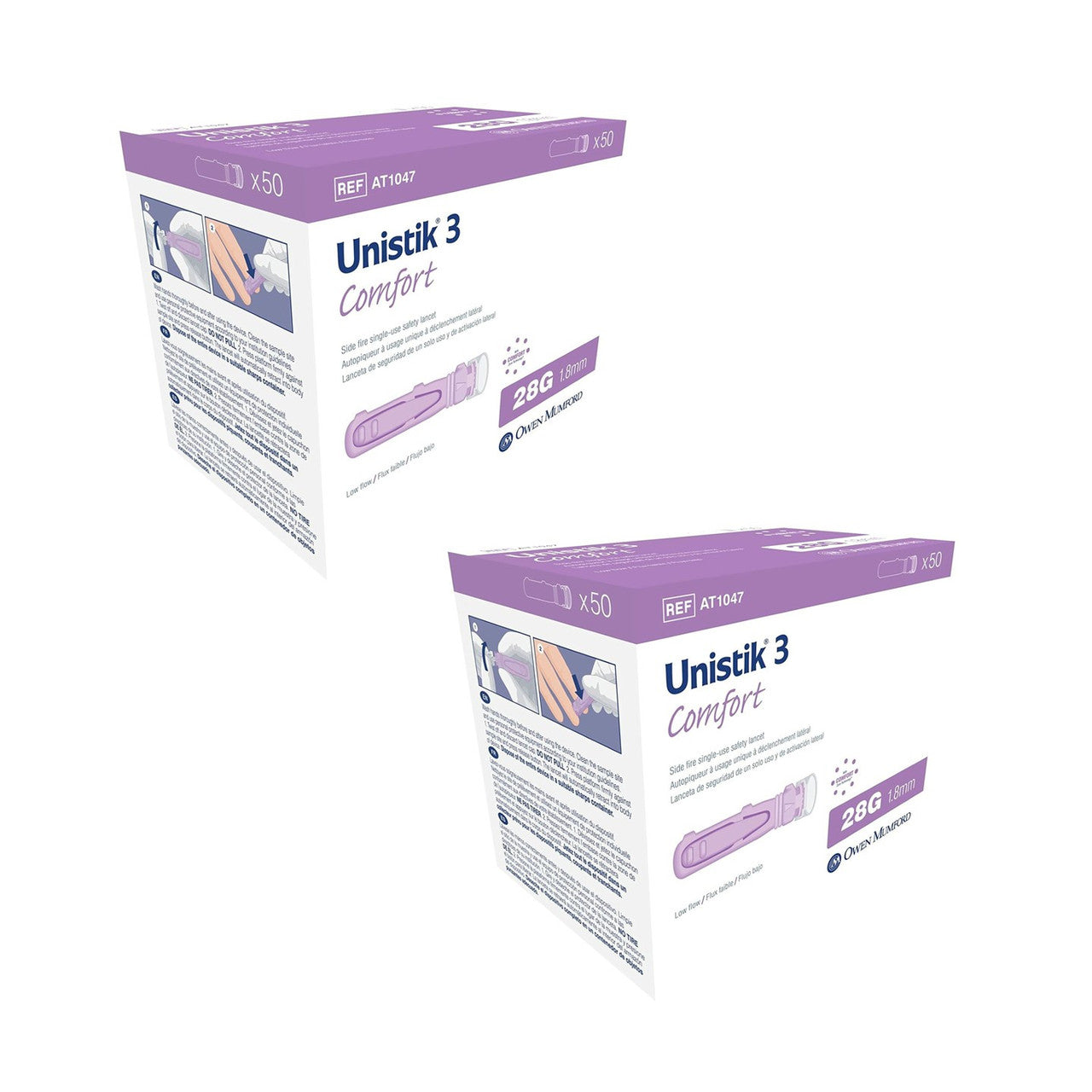 Unistik 3 Comfort 28G x 1.8mm - 50 Ct - #AT 1047 [ 2 Pack ]