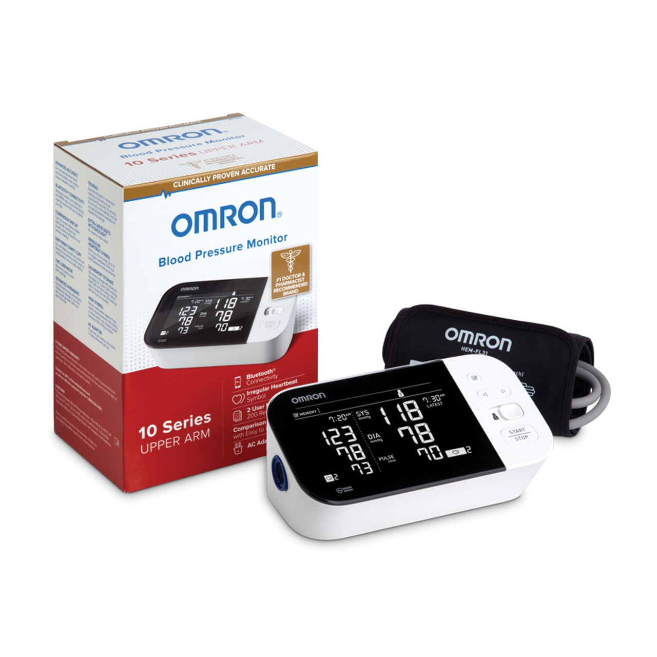 Omron+ 1 Digital Blood Pressure Monitoring Unit - Tube Pocket Size, Large Cuff - BP7450