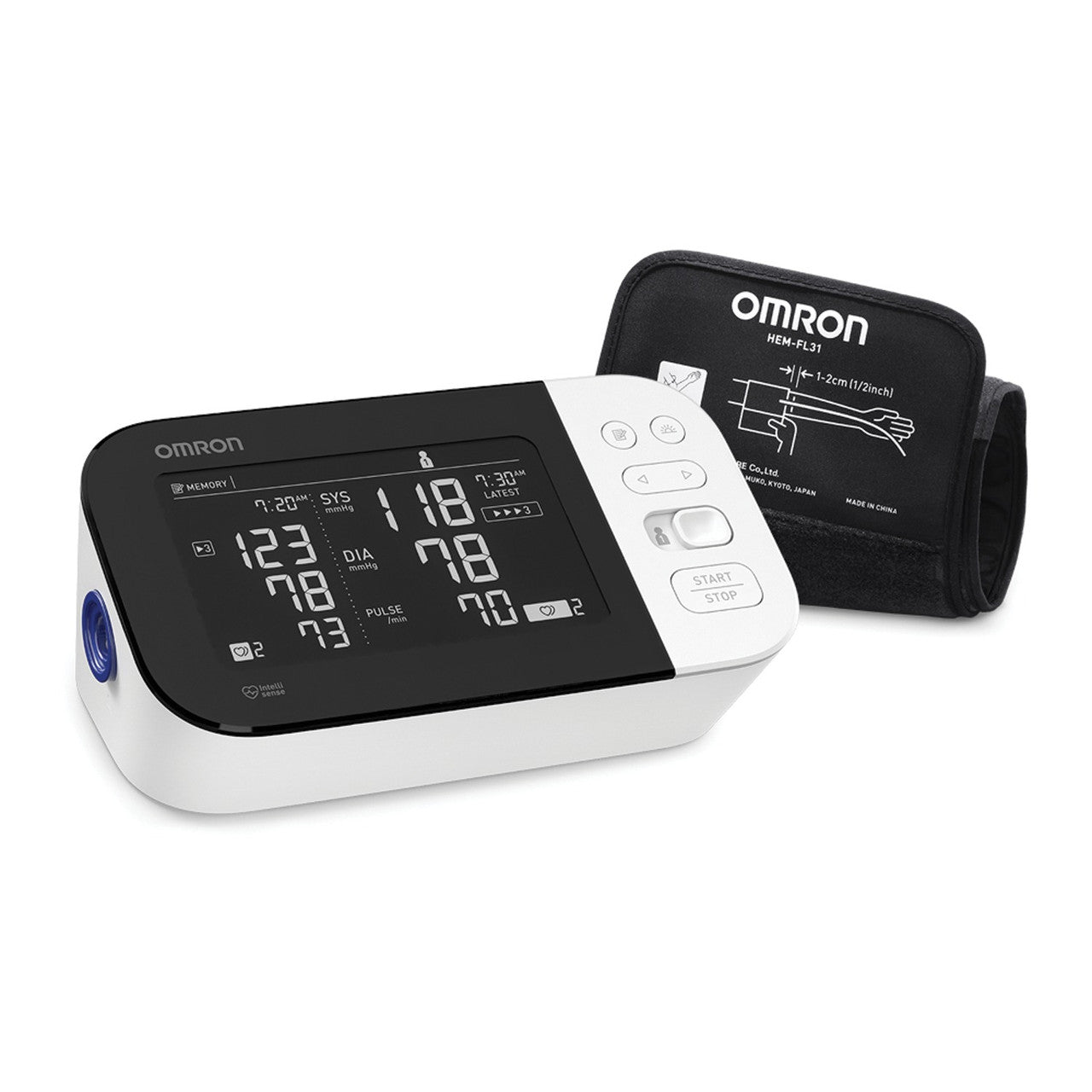 Omron+ 1 Digital Blood Pressure Monitoring Unit - Tube Pocket Size, Large Cuff - BP7450