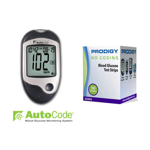 Prodigy Autocode Meter [+] Prodigy 50 Test Strips For Glucose Care