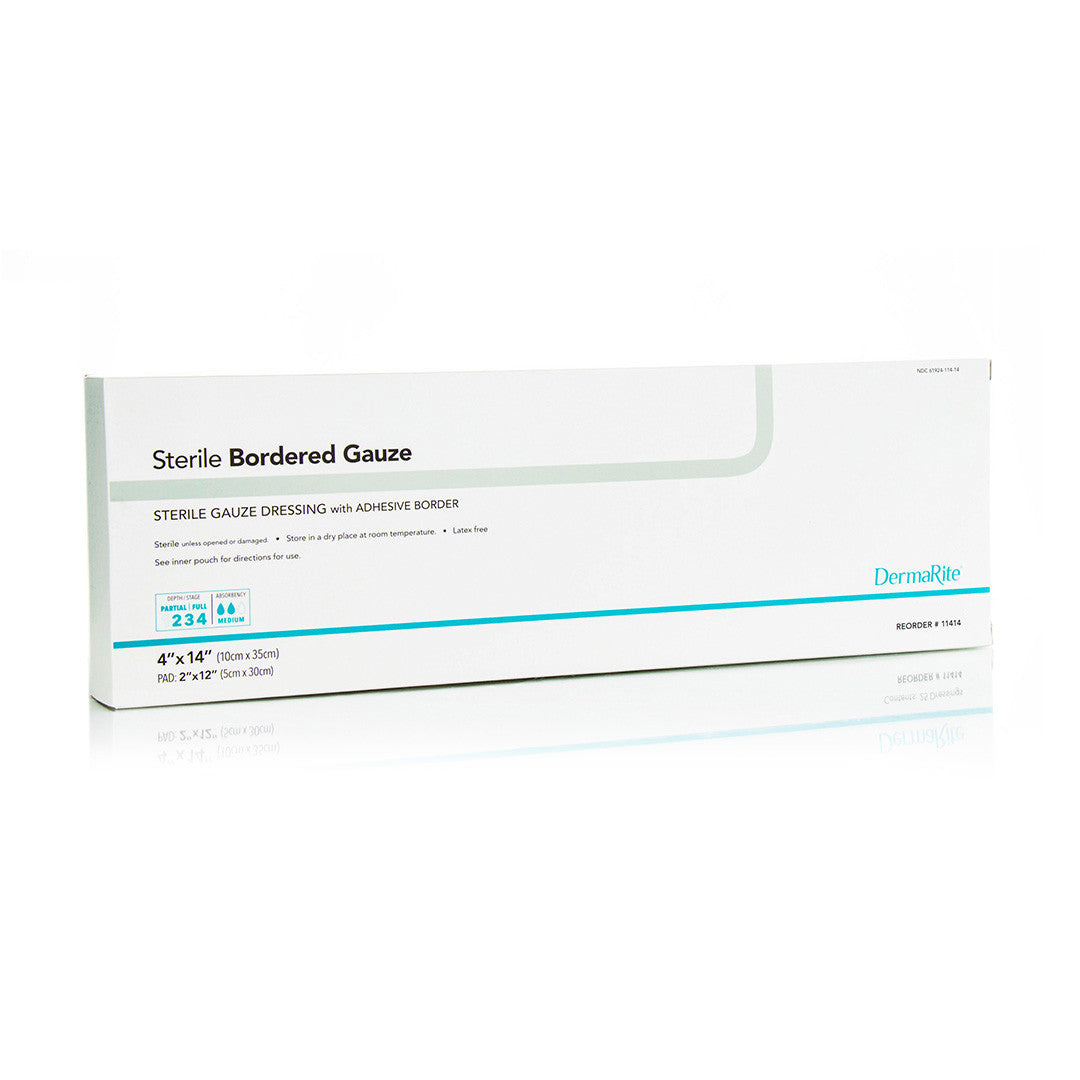 Sterile Border Gauze With Adhesive Border, 4" X 14" [ 25 Pack ]