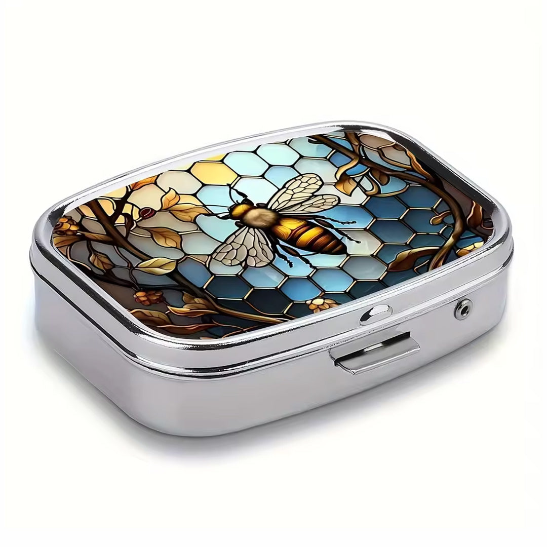 Overt Travel Metal Pill Organizer - Small Portable Case for Medications