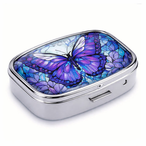 Overt Travel Metal Pill Organizer - Small Portable Case for Medications