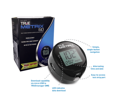 TRUE Metrix GO Blood Glucose Meter kit Plus Metrix 100 Test Strips