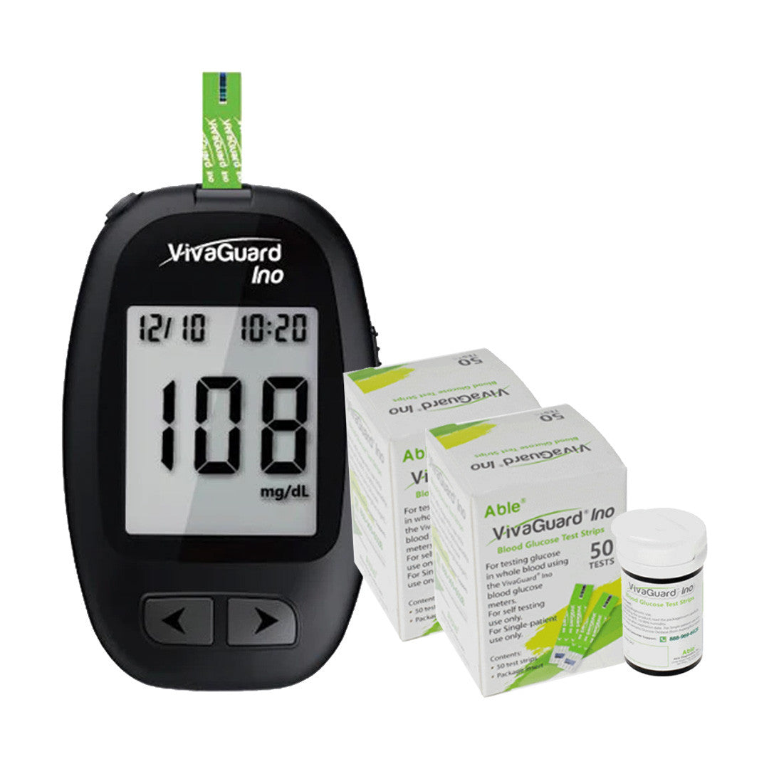 VivaGuard Ino Blood Glucose Meter with 100 test strips