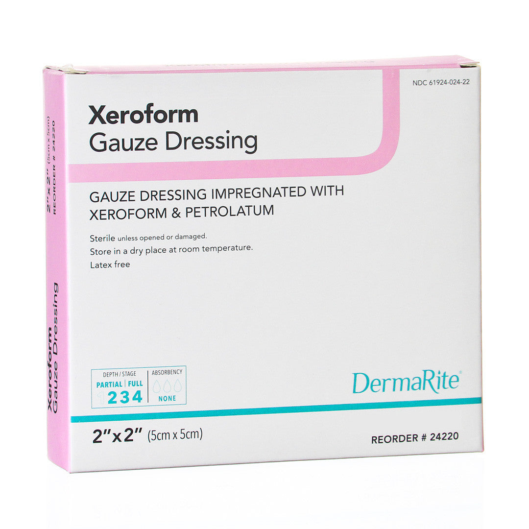 Derma-Rite  Xeroform Gauze Wound Dressing, 2" X 2" [ 25 Pack ]