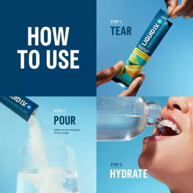 Non-GMO and gluten-free Liquid I.V. drink mix dissolving in water