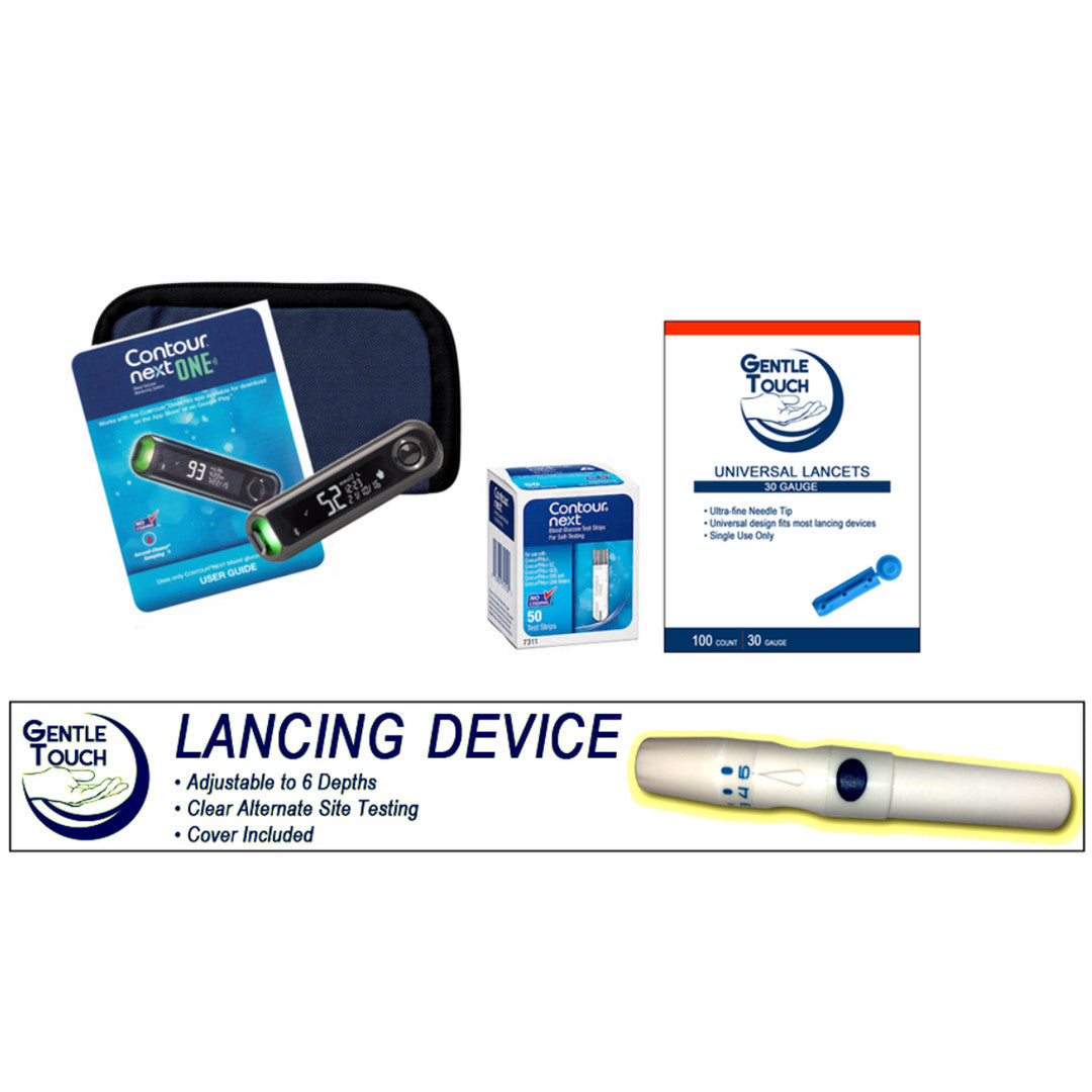 Ascensia Bayer Contour Next ONE Meter [+] Next 50 Test Strips, Lancing Device & Lancets For Glucose Care