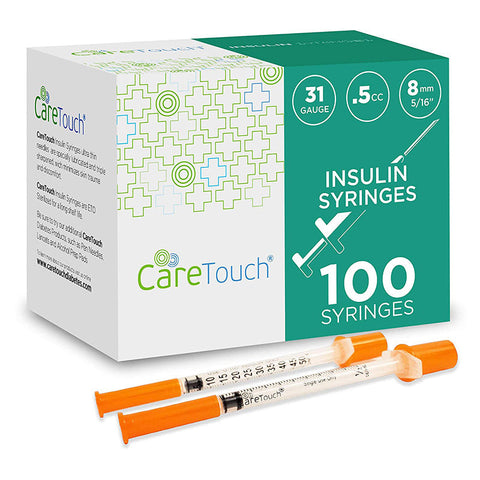 Care Touch U-100 Insulin Syringes 31g 5/16" - 8mm .5cc #CTIS315