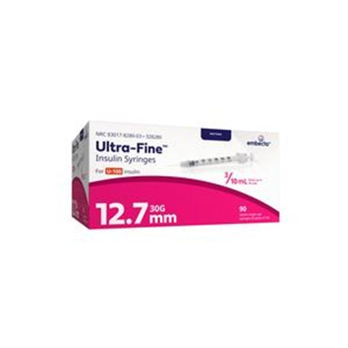 BD Embecta Ultra Fine U-100 Insulin Syringes 30G 3/10cc 1/2" X 12.7 MM- BX 90