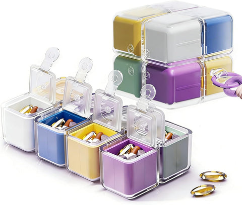 Overt Rubix Cube Pill Box with Lanyard – Portable 8 Grids
