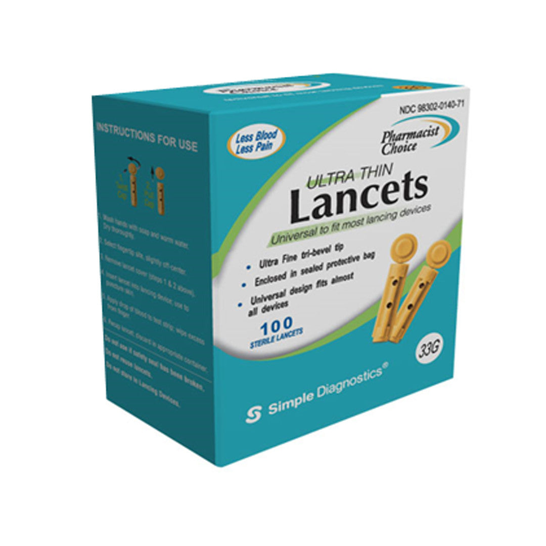  Clever Choice Pharmacist Choice Twist Top 33G Lancets 100/bx For Glucose Care