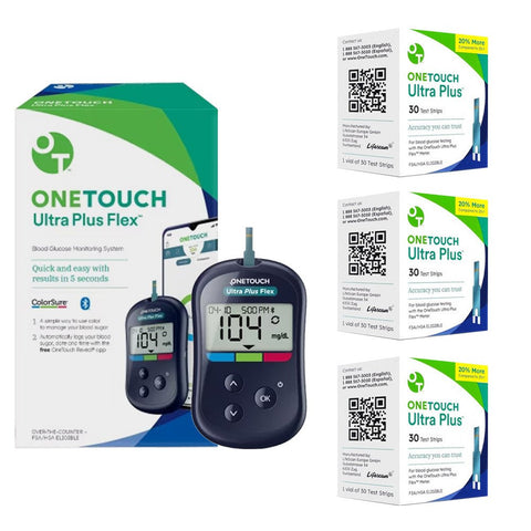 OneTouch Ultra Plus Flex Diabetes Testing System with 90 Test strips
