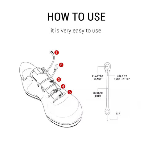 Overt lock & go Quick Shoelace for easy wear Black !2 Straps