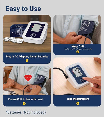 A & D Cuff Blood Pressure Monitor With AC Adaptor 6.3" - 9.4" Small Cuff