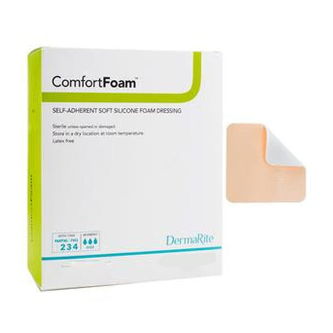 Dermarite Comfortfoam Wound Dressing With Soft Silicone Adhesive, 4" X 5" [ 10 Pack ]