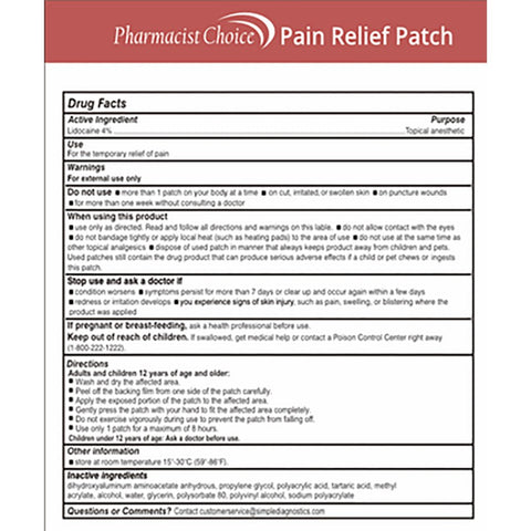 Pharmacist Choice Maximum Strength 4% Lidocaine Pain Relief Patches (5 Count)