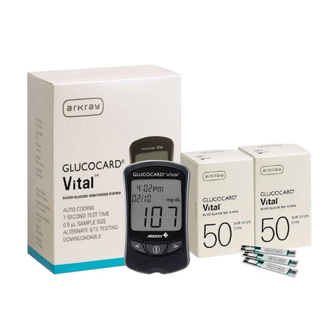 Arkray Glucocard Vital Meter with Vital 100 Test Strips