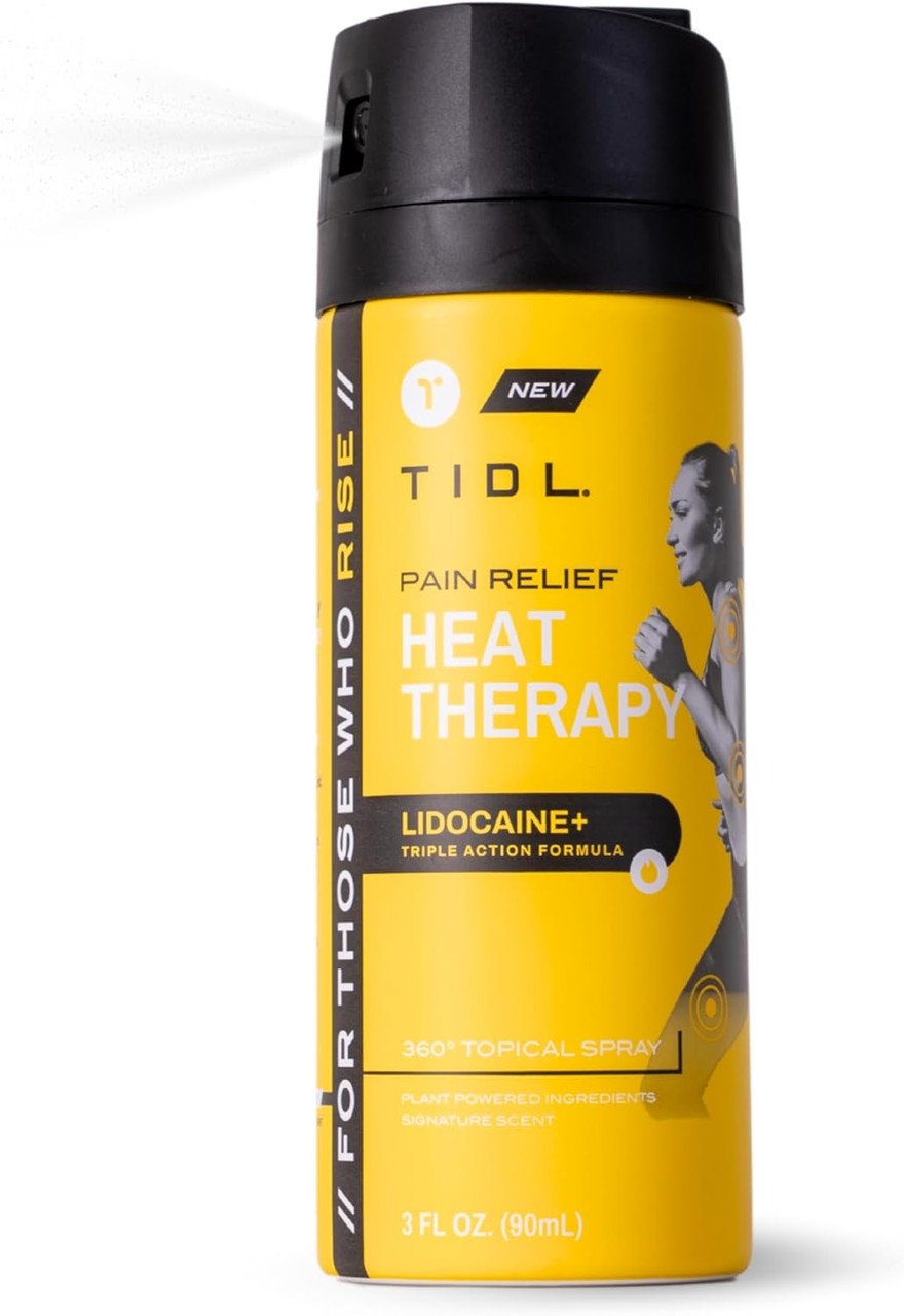 TIDL Heat Therapy Spray with Lidocaine - Plant-Based Pain Relief for Pre-Workout & Post-Training Recovery | 3 oz