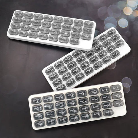 Overt Month Pill organizer with dates, practical & Bold design in Gray by Curative Diagnostics available at Diabetic Pro
