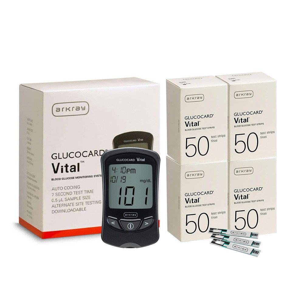Arkray Glucocard Vital Meter with Vital 200 Test Strips by ARKRAY USA Inc available at Diabetic Pro