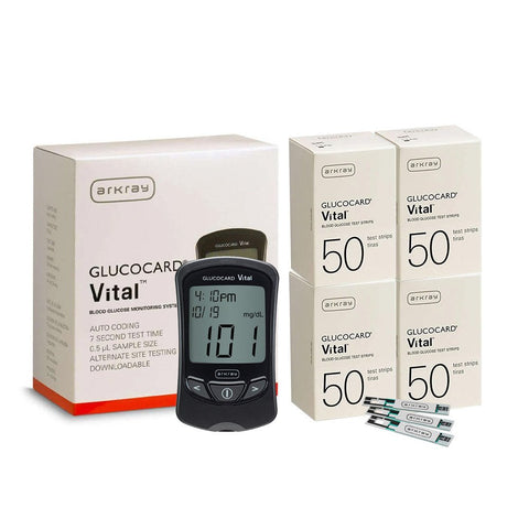 Arkray Glucocard Vital Meter with Vital 200 Test Strips by ARKRAY USA Inc available at Diabetic Pro
