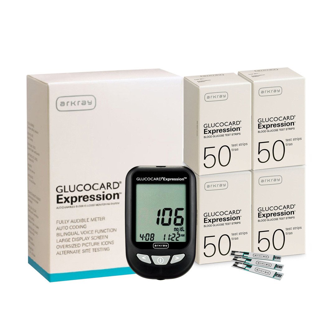 Arkray Glucocard Expression Meter with Expression 200 Test Strips by ARKRAY USA Inc available at Diabetic Pro